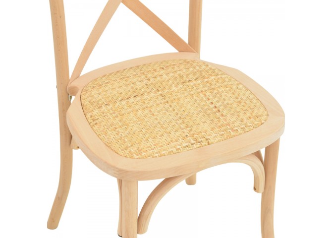 Καρέκλα Dylon pakoworld στοιβαζόμενη ξύλο οξιάς-rattan άβαφη 48x52x89εκ
