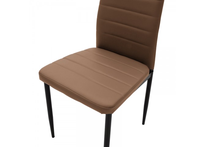 Καρέκλα Parker pakoworld PU cappuccino-μαύρο πόδι 42x48x98εκ