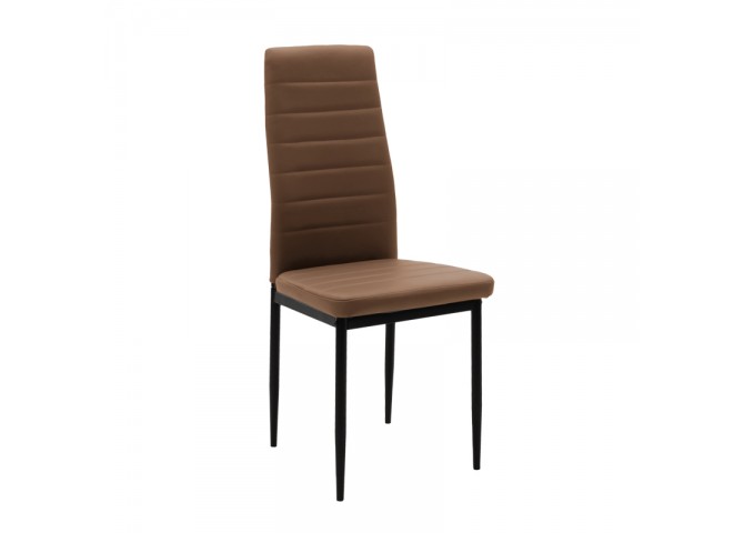 Καρέκλα Parker pakoworld PU cappuccino-μαύρο πόδι 42x48x98εκ