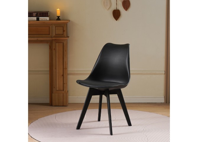 Καρέκλα Gaston I pakoworld PP-PU σε μαύρη απόχρωση 48.5x53.5x81.5εκ