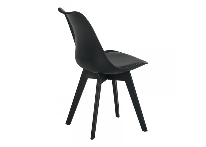 Καρέκλα Gaston I pakoworld PP-PU σε μαύρη απόχρωση 48.5x53.5x81.5εκ
