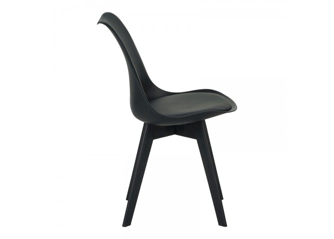 Καρέκλα Gaston I pakoworld PP-PU σε μαύρη απόχρωση 48.5x53.5x81.5εκ
