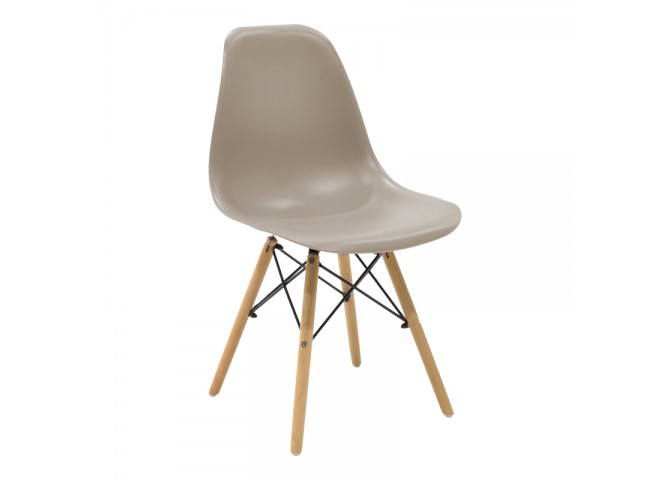 Καρέκλα Julita pakoworld PP cappuccino με φυσικό πόδι 46x52x80εκ