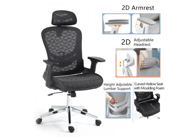 Καρέκλα γραφείου εργασίας Mergi pakoworld μαύρο mesh 62x63x120εκ