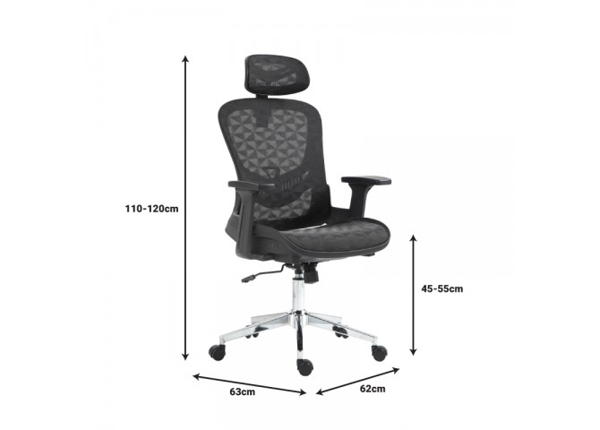 Καρέκλα γραφείου εργασίας Mergi pakoworld μαύρο mesh 62x63x120εκ
