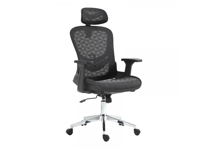 Καρέκλα γραφείου εργασίας Mergi pakoworld μαύρο mesh 62x63x120εκ