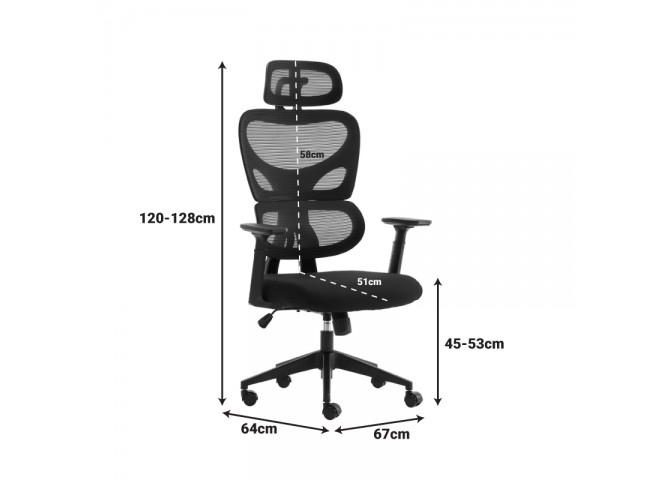 Καρέκλα γραφείου διευθυντή Cadrey pakoworld mesh μαύρο 67x64x120-128εκ