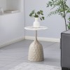 Βοηθητικό τραπέζι Amphora pakoworld μέταλλο cappuccino- τραβερτίνα με όψη μαρμάρου Φ40x60εκ