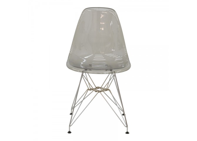 Καρέκλα Adelle pakoworld PP διάφανο γκρι-inox πόδι 46x55x81εκ