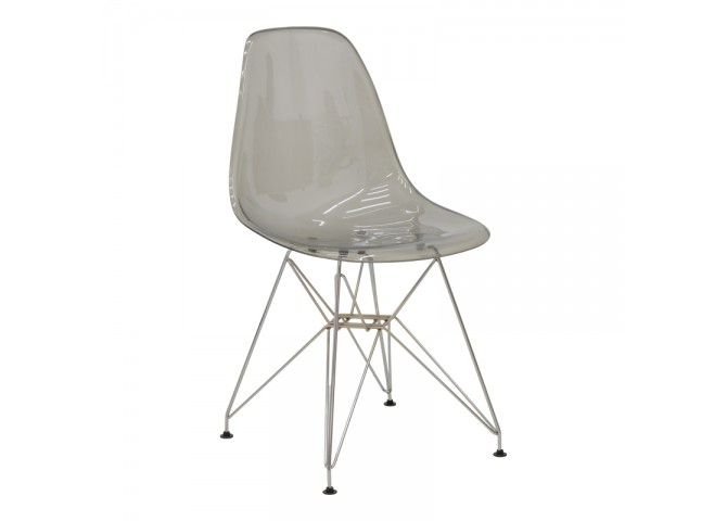 Καρέκλα Adelle pakoworld PP διάφανο γκρι-inox πόδι 46x55x81εκ