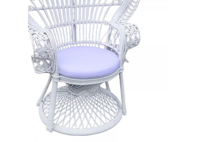 Πολυθρόνα Dorothy Inart με λευκό μαξιλάρι-λευκό rattan 115x53x147εκ
