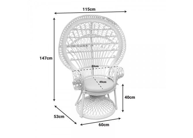 Πολυθρόνα Dorothy Inart με λευκό μαξιλάρι-λευκό rattan 115x53x147εκ