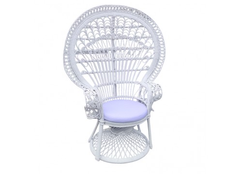 Πολυθρόνα Dorothy Inart με λευκό μαξιλάρι-λευκό rattan 115x53x147εκ