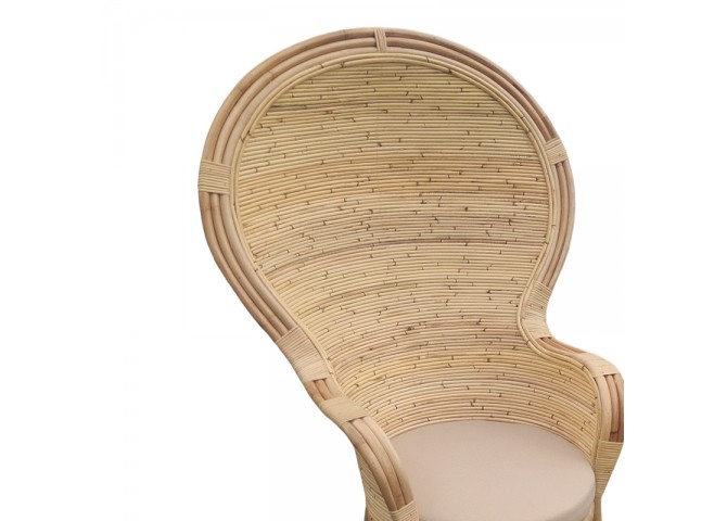Πολυθρόνα Rea Inart με μπεζ μαξιλάρι-φυσικό rattan 92x75x140εκ