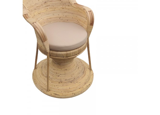 Πολυθρόνα Rea Inart με μπεζ μαξιλάρι-φυσικό rattan 92x75x140εκ