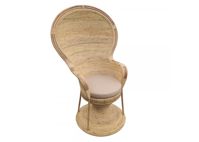 Πολυθρόνα Rea Inart με μπεζ μαξιλάρι-φυσικό rattan 92x75x140εκ