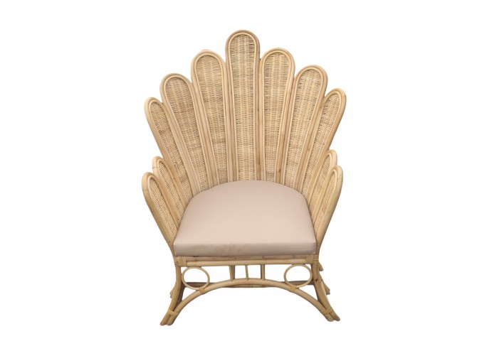 Πολυθρόνα Fragia Inart με μπεζ μαξιλάρι-φυσικό rattan 85x96x120εκ