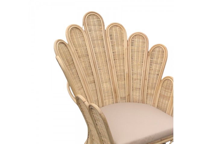 Πολυθρόνα Fragia Inart με μπεζ μαξιλάρι-φυσικό rattan 85x96x120εκ