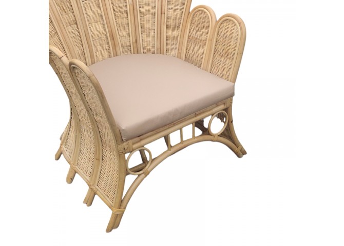 Πολυθρόνα Fragia Inart με μπεζ μαξιλάρι-φυσικό rattan 85x96x120εκ