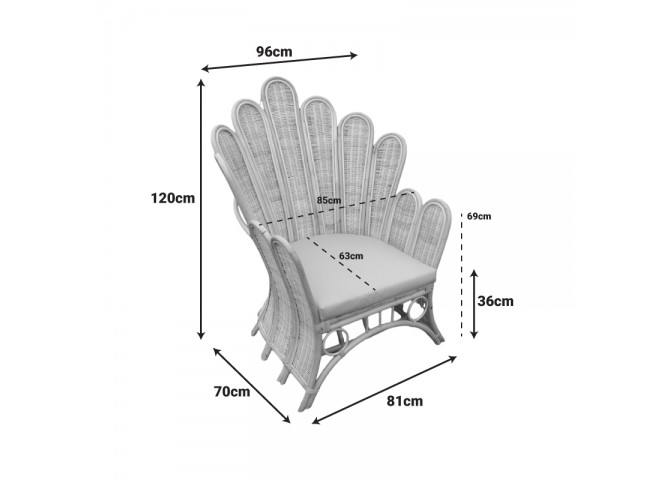 Πολυθρόνα Fragia Inart με μπεζ μαξιλάρι-φυσικό rattan 85x96x120εκ