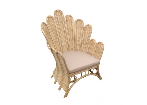 Πολυθρόνα Fragia Inart με μπεζ μαξιλάρι-φυσικό rattan 85x96x120εκ