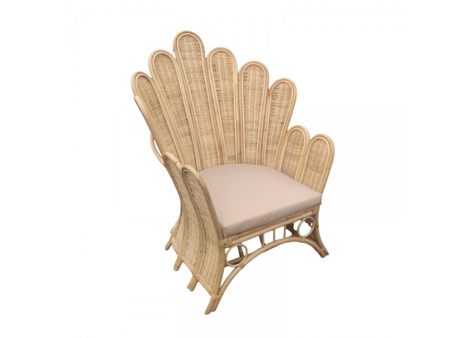 Πολυθρόνα Fragia Inart με μπεζ μαξιλάρι-φυσικό rattan 85x96x120εκ