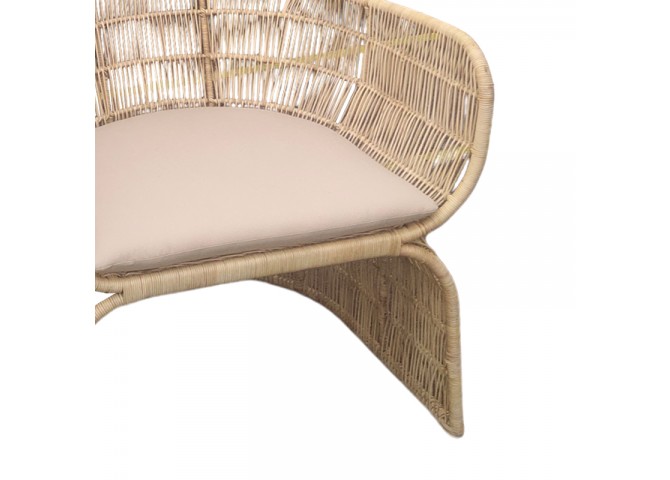 Πολυθρόνα Jake Inart με μπεζ μαξιλάρι-φυσικό rattan 110x86x145εκ
