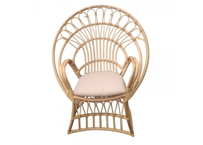 Πολυθρόνα Boloni Inart με μπεζ μαξιλάρι-φυσικό rattan 96x70x120εκ