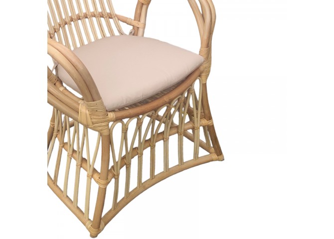Πολυθρόνα Boloni Inart με μπεζ μαξιλάρι-φυσικό rattan 96x70x120εκ