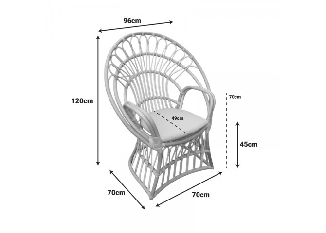Πολυθρόνα Boloni Inart με μπεζ μαξιλάρι-φυσικό rattan 96x70x120εκ