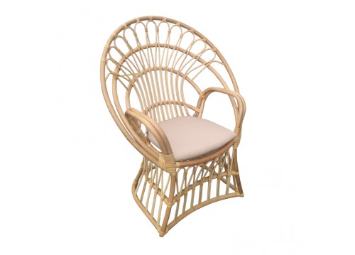 Πολυθρόνα Boloni Inart με μπεζ μαξιλάρι-φυσικό rattan 96x70x120εκ