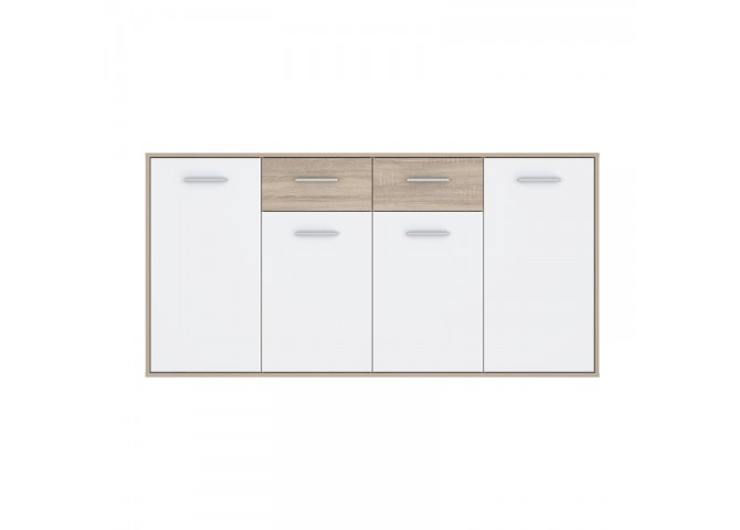 Μπουφές Drepen pakoworld μελαμίνη σε λευκό και sonoma χρώμα 162.3x34.2x81.7εκ