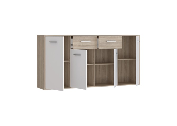 Μπουφές Drepen pakoworld μελαμίνη σε λευκό και sonoma χρώμα 162.3x34.2x81.7εκ