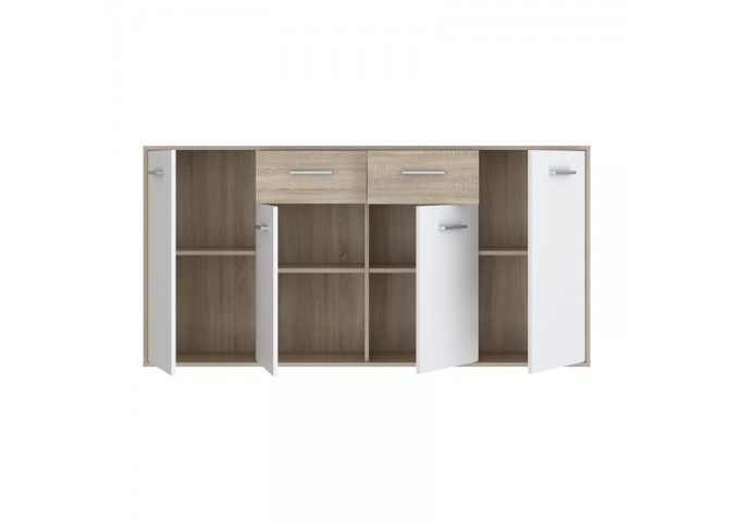 Μπουφές Drepen pakoworld μελαμίνη σε λευκό και sonoma χρώμα 162.3x34.2x81.7εκ