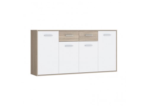 Μπουφές Drepen pakoworld μελαμίνη σε λευκό και sonoma χρώμα 162.3x34.2x81.7εκ