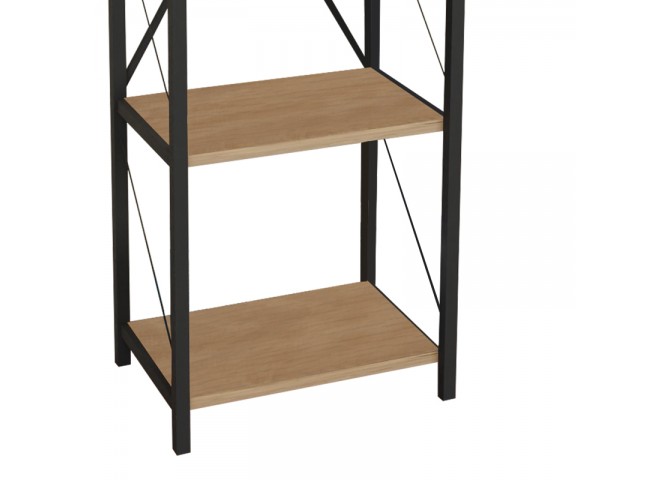 Βιβλιοθήκη Glase pakoworld oak μελαμίνης-μαύρο μέταλλο 40x30x150εκ