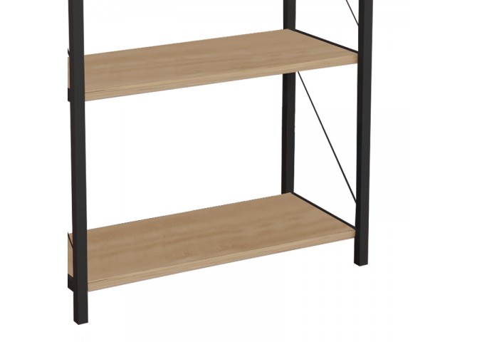 Βιβλιοθήκη Jackrey pakoworld oak μελαμίνης-μαύρο μέταλλο 60x30x114εκ