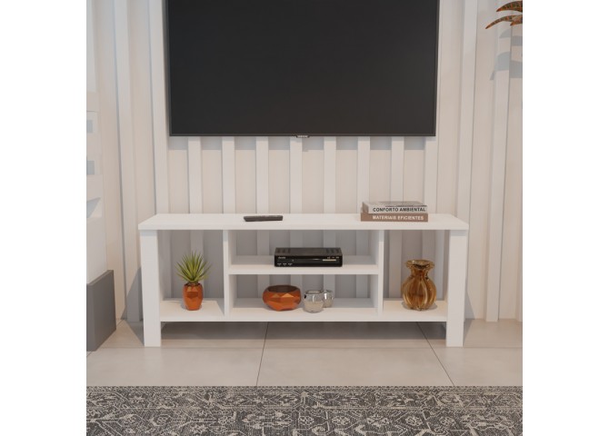 Έπιπλο τηλεόρασης Seref pakoworld σε λευκή απόχρωση 120x30x47εκ
