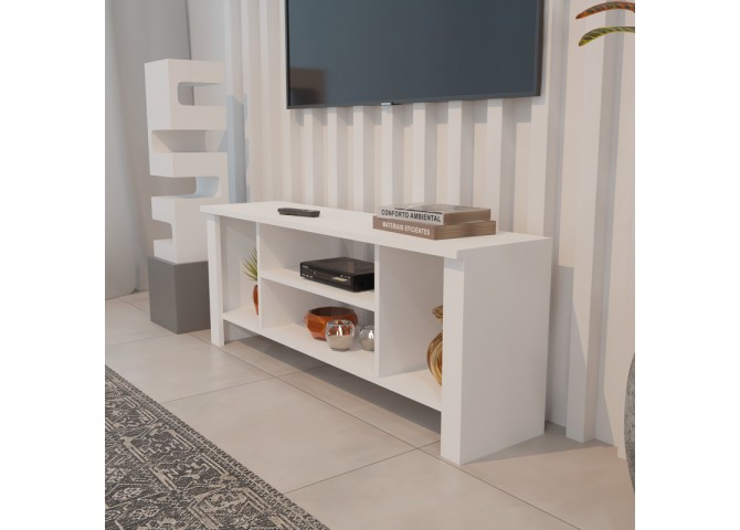 Έπιπλο τηλεόρασης Seref pakoworld σε λευκή απόχρωση 120x30x47εκ
