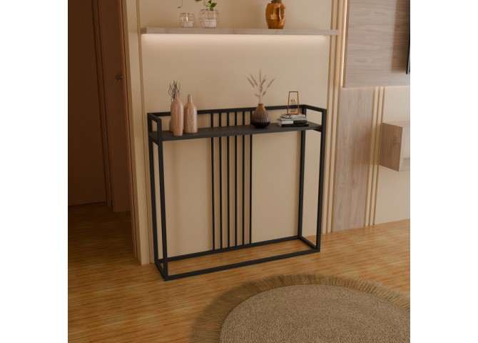 Κονσόλα Convida pakoworld ανθρακί με μαύρο μεταλλικό σκελετό 100x25x90εκ