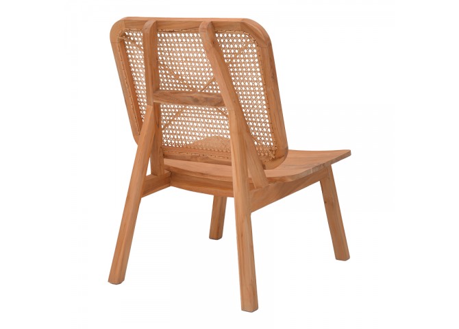 Πολυθρόνα Viborg pakoworld φυσικό teak ξύλο-φυσικό rattan 60x75x87εκ