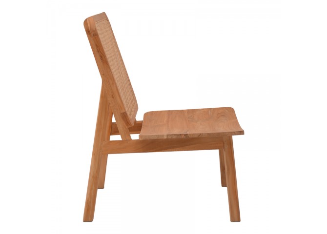 Πολυθρόνα Viborg pakoworld φυσικό teak ξύλο-φυσικό rattan 60x75x87εκ