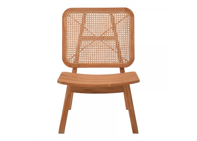 Πολυθρόνα Viborg pakoworld φυσικό teak ξύλο-φυσικό rattan 60x75x87εκ