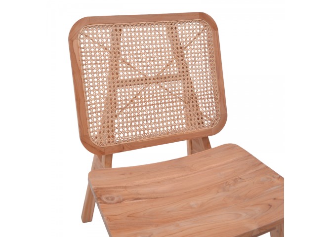 Πολυθρόνα Viborg pakoworld φυσικό teak ξύλο-φυσικό rattan 60x75x87εκ