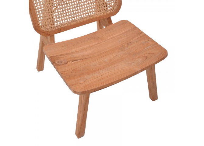 Πολυθρόνα Viborg pakoworld φυσικό teak ξύλο-φυσικό rattan 60x75x87εκ