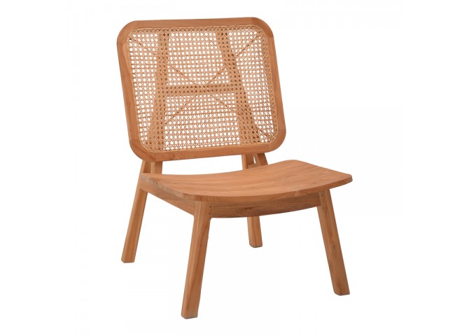 Πολυθρόνα Viborg pakoworld φυσικό teak ξύλο-φυσικό rattan 60x75x87εκ