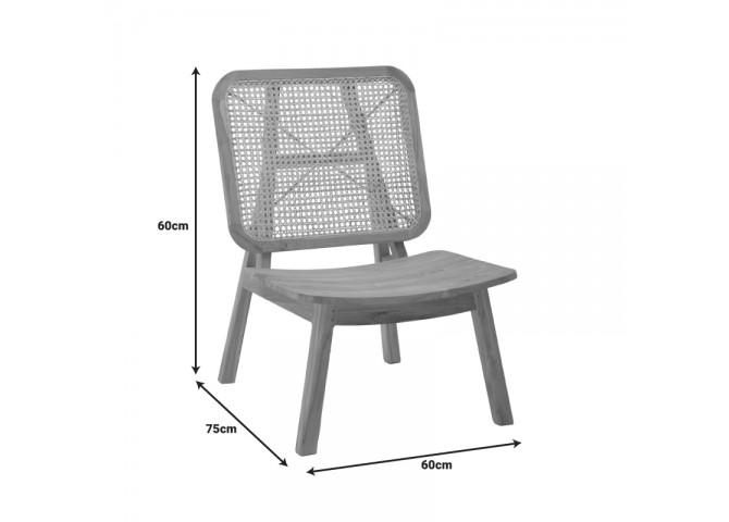 Πολυθρόνα Viborg pakoworld φυσικό teak ξύλο-φυσικό rattan 60x75x87εκ