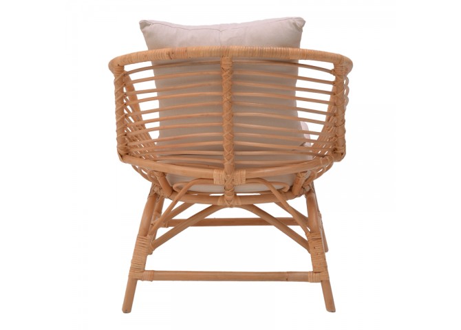 Πολυθρόνα Caxen pakoworld φυσικό rattan-λευκό μαξιλάρι 72x63x75εκ