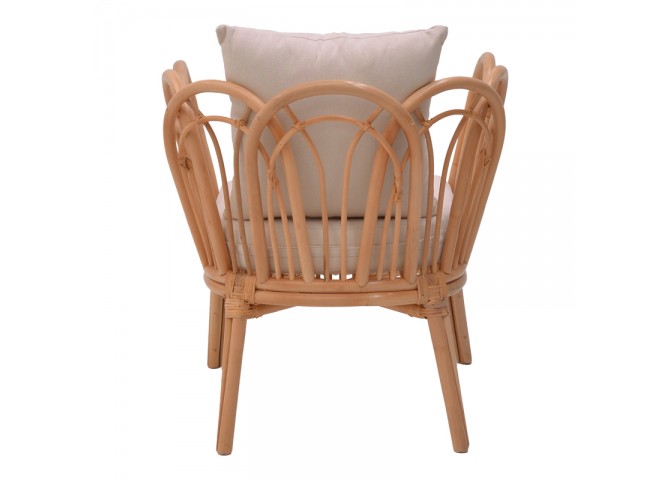 Πολυθρόνα Tania pakoworld φυσικό rattan-λευκό μαξιλάρι 76x76x76εκ