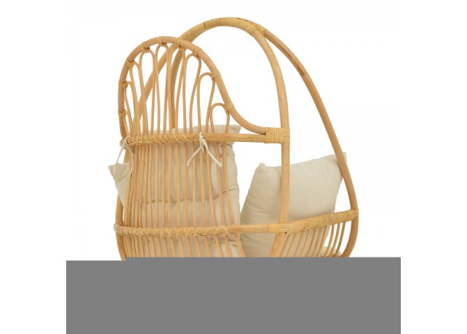 Κρεμαστή κούνια Jorg pakoworld φυσικό rattan-κρεμ μαξιλάρι 80x59x105εκ